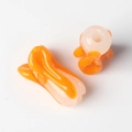 Close-up of orange and pink gradient glass beads with holes for DIY jewelry making - Organic Flow Shape (Orange) / Orange