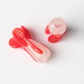 Detailed top view of red and pink resin DIY clips showing translucent texture and design - Spliced Tulip Shape (Red) / Red