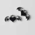 Details von Herz-Fledermaus-Anhängern aus Legierung mit schwarzer Emaille für DIY-Schmuck - Silberbasis Schwarz