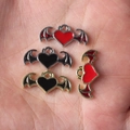 Gothic style bat wing heart charms for DIY jewelry making in red and black enamel - Random Mix
