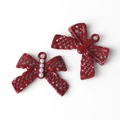 Detail of red hollow butterfly pendants with pearls and rings for DIY jewelry making - Red Pearl Bow