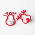 Detalle de colgantes de alce de Navidad rojos con perlas para collares y pendientes DIY - Rojo con Blanco