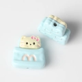 Detail of blue cat charm with side hole for DIY jewelry making and bracelets - Blue