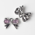 Colgante de lazo plateado con circonita rosa para creación de joyas DIY detalle - Base de Plata Púrpura