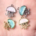 Pendentifs méduse DIY en résine irisée avec cadres en alliage doré et argenté pour bijoux - Mélange Aléatoire