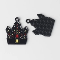 Macro shot of Halloween castle charms with black alloy finish and colorful oil drop details - Black Base Castle