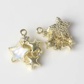 Detailed view of star pendants with pearl inlay and metallic texture for jewelry DIY - Gold Base White