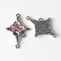 Silver alloy cross connectors with pink resin inlay and star texture for DIY jewelry - Cross Star Shape (WSX-3169) / Silver Pink