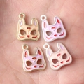 Japanese style fox mask alloy charms with colorful oil drip finish held in palm - Random Mix