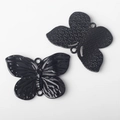 Detail of black alloy butterfly charms with double hanging holes for DIY jewelry - Black