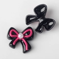 Detail of alloy bow charm with pearl accent for DIY jewelry making and hair accessories - Black Red