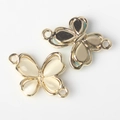 Detail of butterfly connector in gold alloy with white and blue opal resin for DIY jewelry - Gold Base White