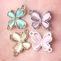 DIY alloy butterfly connectors with colorful resin inlay for handmade jewelry making - Random Mix