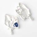 Detail of alloy heart charms with blue gemstone and pearl for DIY jewelry making - Silver-White Blue