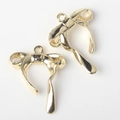 Polished golden alloy bow pendants for DIY jewelry making with top hanging loops - Gold