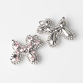 Detail of silver balloon dog charms with pink rhinestone and polished alloy finish - Silver / Pink