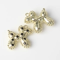 Detailed close-up of golden balloon dog pendant charms with black cubic zirconia for DIY jewelry - Gold Base Black Rhinestone
