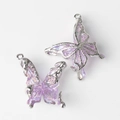 Close-up of lavender resin butterfly charms with silver metal edges for DIY jewelry making - Large / Silver Base Purple