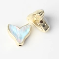 Detailed macro view of gold fish tail charms with iridescent blue opal resin inlay - Gold Base Blue