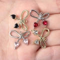 Colgantes de lazo minimalistas con circonitas de corazón para collares y pulseras - Mezcla Aleatoria