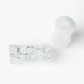 Detail of white marble textured bamboo style glass beads for DIY jewelry and accessories - Ink Splatter