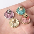 Pendentifs pudding en résine en quatre couleurs pastel avec base en métal lotus - Mélange Aléatoire