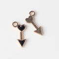 Detail of heart and arrow alloy charms with black enamel finish for DIY jewelry making - Black