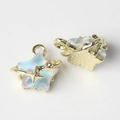 Macro view of gold star charms with iridescent resin inlay and textured back for DIY jewelry - Gold Base Blue