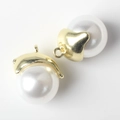 Close-up of DIY pearl ghost charms with golden metal caps for jewelry making - Dolphin Shape (Golden) / Gold