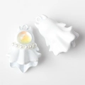 Detail of white ghost pendants with orange beads and pearl accents for DIY jewelry - White
