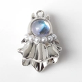 Detail of ghost charm with alloy finish, iridescent gemstone and faux pearl accents - Silver