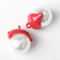 Detail view of red alloy cap with white pearl pendant for DIY jewelry making accessories - Acorn Shape (Red) / Red