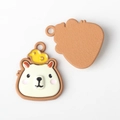 Detailed front and back view of cartoon capybara charms with bird for DIY jewelry crafts - Brown Base