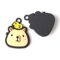 Detailed view of Capybara charm with yellow duck on top for DIY jewelry making - Black Base