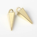 Detail of two gold pyramid-shaped pendants for DIY jewelry making accessories - Gold