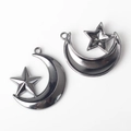 Detail von Mond- und Stern-Anhängern aus Legierung in Gunmetal für DIY-Schmuckzubehör - Silberschwarz