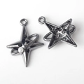 Detailed macro view of gunmetal star pendant with black zircon and white pearl inlay - Gun Black (Black Rhinestone)