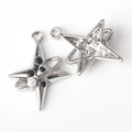 Detailed view of silver star charms with black zircon and pearl for DIY jewelry making - Silver