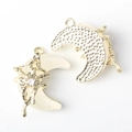 Detailed view of resin moon and gold star pendant charms for DIY jewelry making - Gold Base Yellow