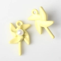 Detail of yellow windmill alloy charms with pearl inlay for DIY jewelry making - Yellow