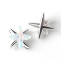 Detail of hexagram star earring accessories with silver finish and iridescent resin inlay - Silver Base