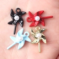 Colorful windmill charms with pearl inlay for DIY jewelry making and necklaces - Random Mix