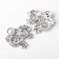 Detail of silver alloy dragon pendant charms with white pearl inlay for DIY jewelry - Silver