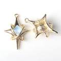 Detailed front and back views of star pendants with zircon stone for DIY jewelry making - Gold Base Blue Stone