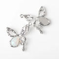 Macro detail of silver butterfly charms with opal stones and liquid metal wing design - Silver Base White Stone (WSX-2674)