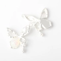 Macro view of matte silver alloy butterfly charms with iridescent stones for DIY jewelry - White Base White Stone (WSX-2674)