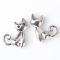 Pendentifs chats 3D en argent poli avec finition miroir pour création de bijoux DIY - Argent