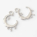 Irregular silver moon pendants with fluid melt design for DIY jewelry making - Silver