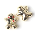Macro di ciondoli a forma di omino di pan di zenzero con smalto colorato e retro in oro lucido - Oro