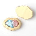 Detailed macro view of matte gold cloud charm with blue and pink pearlescent resin inlay - Matte Gold - Red Blue